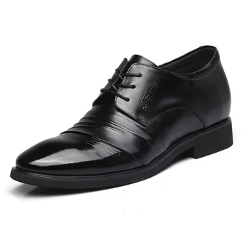 

Genuine Leather Business Shoes Men Height Increasing Shoes Brand Male Footwear Casual Men Black Leather Brogues Shoes KA1678