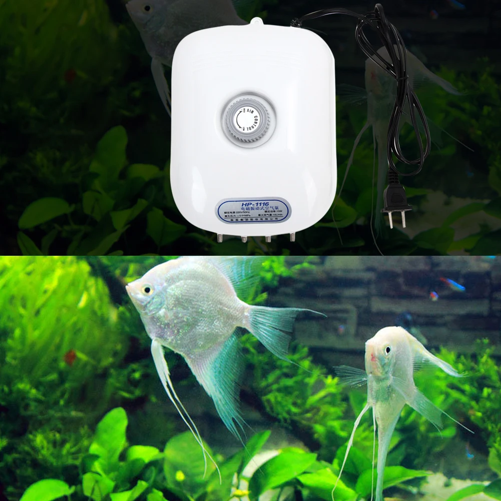 300 Gallon Adjustable Silent Air Pump Large Aquarium Fish Tank 4 Outlet 220V 15W Convenient Adjustable