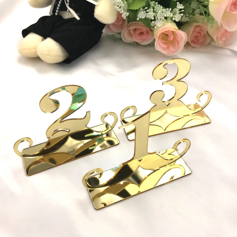 Table Number Signs for Wedding Party Decor Silver Gold Acrylic Table Numbers Roman Numerals Geometric Boho Centerpiece Wedding Decoration (4)