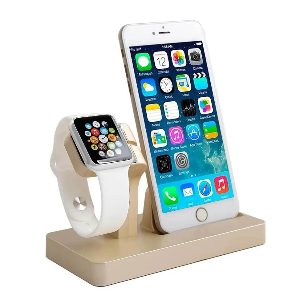 2 в 1 Зарядная Колыбель Brack для iPhone 7 6S Plus 5S 6 для Apple Watch станция USB Зарядное устройство Док-станция Подставка держатель настольный - Цвет ремешка: Gold