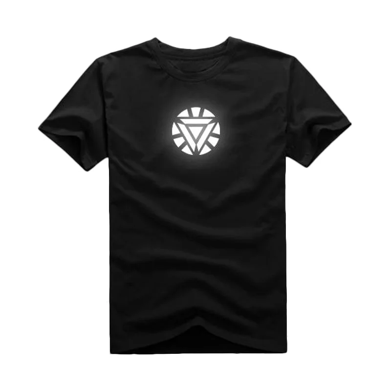 

Men Marvel Emitting Luminous Exclusive design 2019 Cotton short Sleeve t-shirt Iron Man woman Tshirt Homme Superhero T shirts