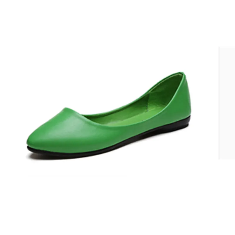 Женская обувь на плоской подошве; коллекция года; сезон осень; новые модные брендовые женские туфли-лодочки для работы; черные низкие дешевые плоские туфли; zapatos mujer; размеры 36-40 - Цвет: Green
