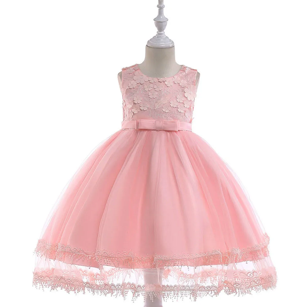 

Hot Flower Girl Lace appliques Dress Kids Dresses for Girl Princess birthday Party Ball Gown Children Christmas Clothing Wear