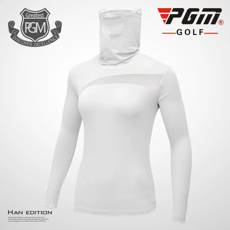 Pgm امرأة الصيف الغولف الرياضية الشمس حماية جولف السيدات طويلة الأكمام t-shirt وجهه قناع الغولف قاع xl