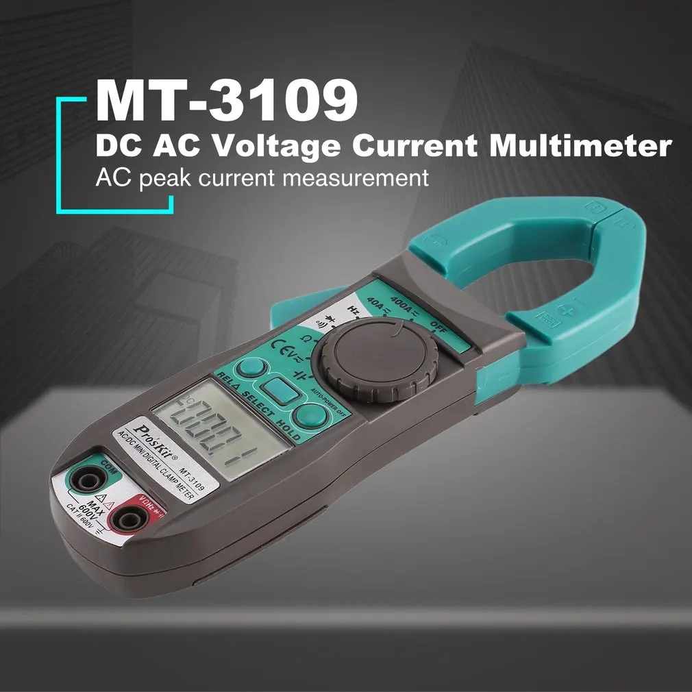 

Pros'Kit MT-3109 3 3/4 Digital Multimeter Manually range Clamp Meter DC AC Voltage Current Capacity Resistance Tester
