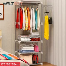 Simple Assembly Coat Rack Stainless Steel Clothes Hanger Non-woven Fabric Shoes Rack Handbag Organizer Bedroom Storage Holder simple fashion wardrobe non woven fabric steel frame reinforcement standing storage organizer clothes cabinet bedroom furniture