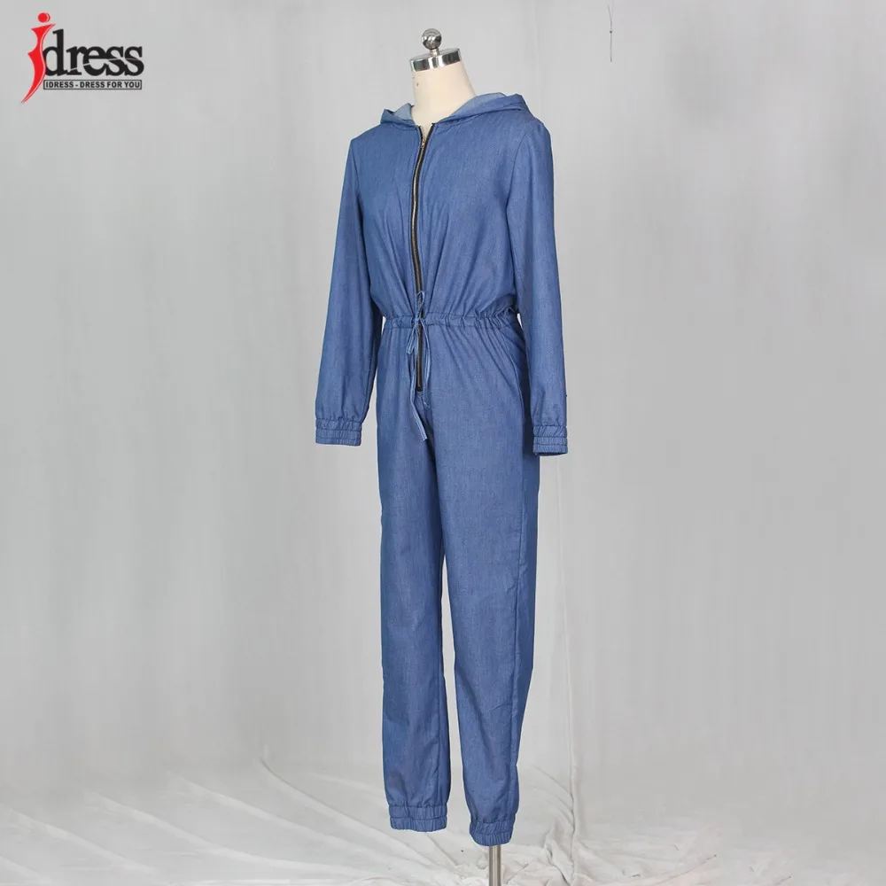 Hambelela 2018 Latex Casual Jeans Deep V Neck Long Sleeve Women Denim Jumpsuit Zippers Pockets Autumn Ladies Overall Jumpsuit (8)