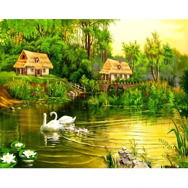 Дропшиппинг 60x75 см картина по номерам DIY деревенский дом пейзаж Настенная