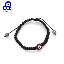Браслет с красным сглаза от Lucky Eye, браслет с черной тесьмой ручной работы, турецкий браслет для мужчин и женщин, регулируемый EY78
