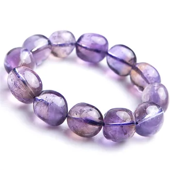 

Genuine Natural Ame trine Bracelets Bangles For Women Lady Purple Ame thyst Quartz Crystal Bead Bracelet 17*16mm