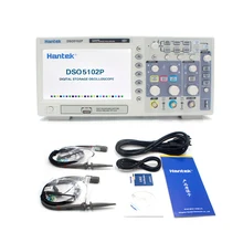 Osciloscópio digital hantek dso5102p, osciloscópio de armazenamento digital de 100mhz, 2 canais 1gsa/s, tempo real, taxa de amostra, usb