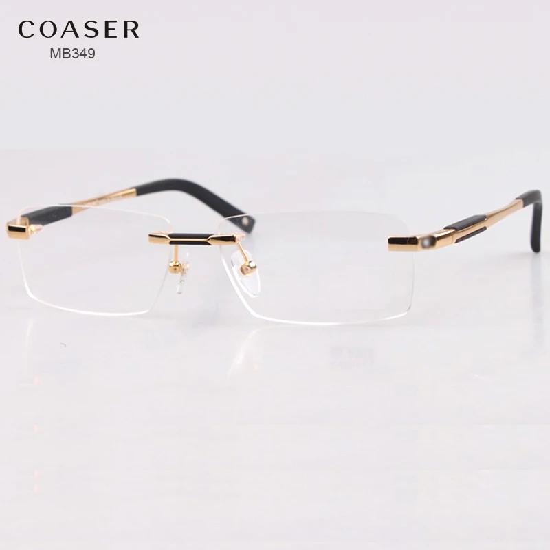 Brand Design Rimless Glasses Wide Spectacle Men Square eyeglasses frames reading glasses prescription lens optical frame