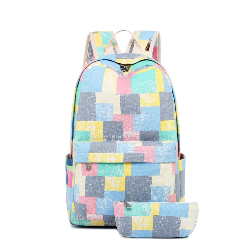 

Fashion plaid retro fresh lady backpacks With clutch for women High quality canvas school backpack for teen girls schoolbags