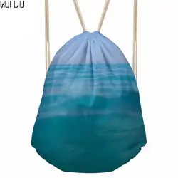 Drawstring сумка женская море печати рюкзак женщин логотип индивидуальные карман для покупок детей модная сумочка Mochila