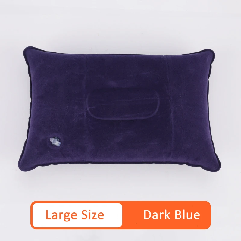 7 цветов надувная дорожная складная подушка для шеи Мини Подушка для путешествий Сверхлегкая воздушная надувная подушка для отдыха на природе Спальный Мешок - Цвет: Large-Dark blue