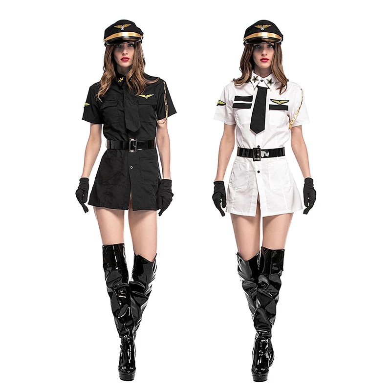 New Sexy Police Costume Adult Woman Aviator Role Playing Dress Adult