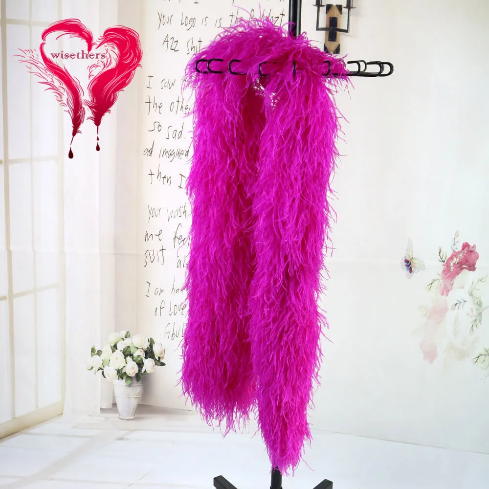

10Ply 2Meters Customize Turkey Feather Boa Customize Various Colors Width 28-30CM Fluffy Feather Boas For Wedding Carnival Shawl