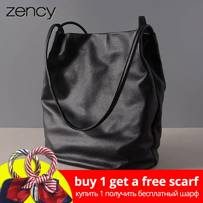 

Zency Vintage Black Women Shoulder Bag 100% Genuine Cowhide Leather Handbag High Quality Retro Tote Purse Brown Shopping Bags