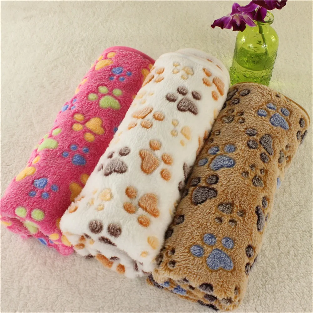 Pet Blanket Winter Dog Cat Bed Mat Foot Print Warm Sleeping Mattress Small Medium Dogs Cats Coral Fleece Pet Supplies - Image 5