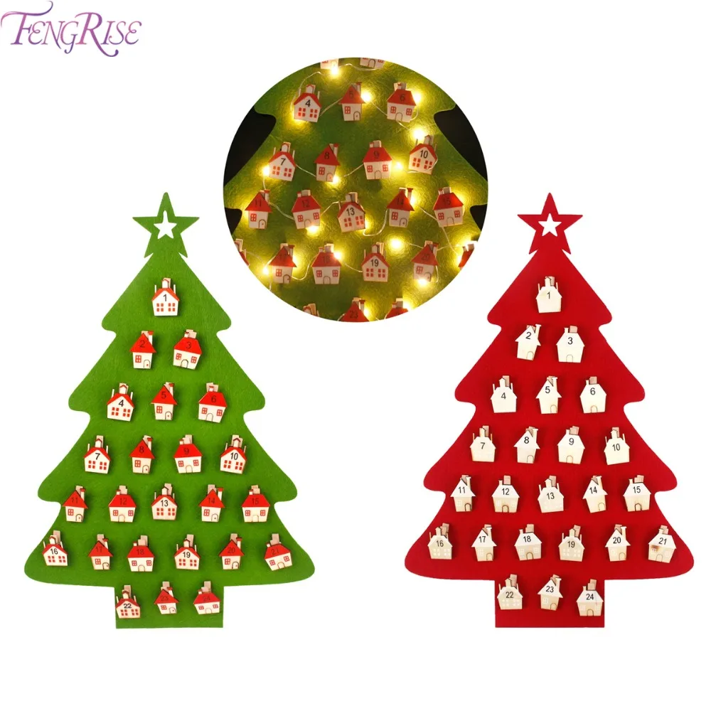 FENGRISE Merry Christmas Advent Calendar Felt LED Wall Calendar Christmas Noel 2018 Advent Calendars Diy Gift New Year 2019 in Advent Calendars from Home