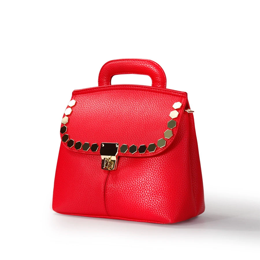 Bright Red Top Quality Bridal Bag Women 2016 Trendy Fashion Litchi Stria Leather font b Handbag