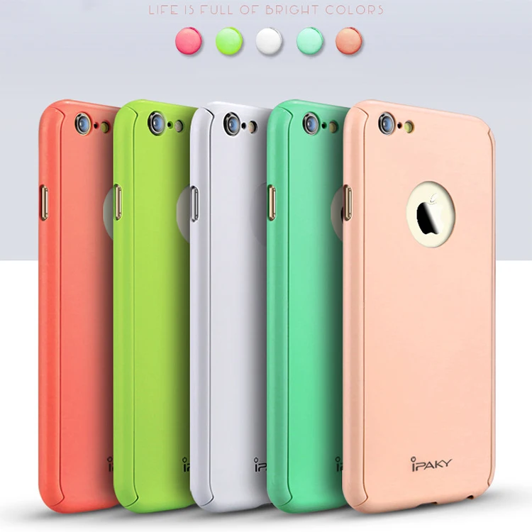 

100 % Original ipaky Brand 360 Full Body Coverage Macaroon Color Logo Window Phone Case for iphone X 7 8 6 6S Plus Phone Dress