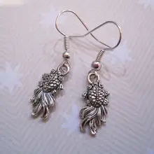 24 Пара* фантейл Золотая рыбка* Oriental Стиль Тибетский Серебряные Серьги Золотая рыбка подарок мешок 36 мм lk456