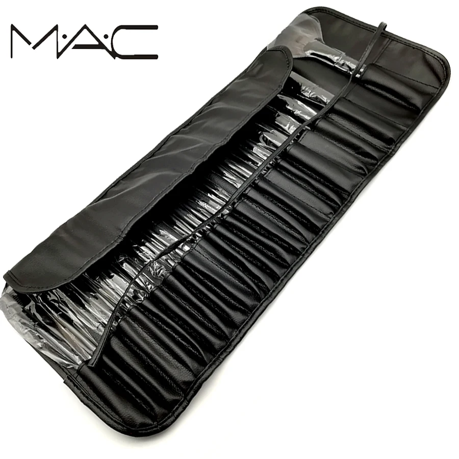 

MAC 24 pcs Makeup Set Powder Foundation Eye shadow Make Up Tools Cosmetics Soft Synthetic Hair With PU Leather Bags