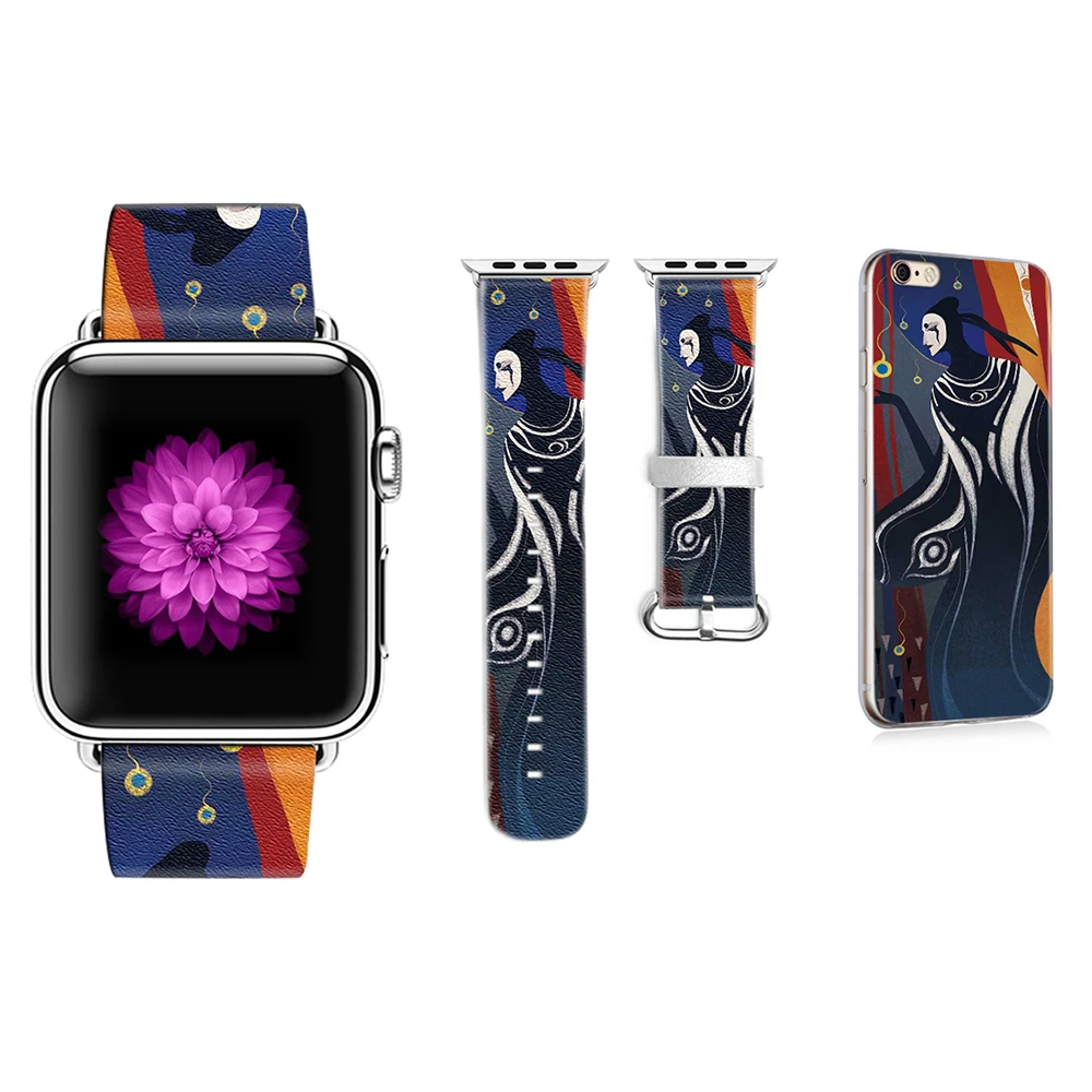 

Band for Apple Watch 38mm 42mm Character modeling Style Genuine Leather Strap for Iwatch Series 1 2 3 Strap Gift for IPhone Case
