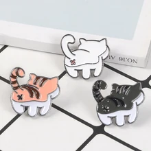 Gato bonito broches esmalte pino branco preto laranja gatinho broche kawaii dos desenhos animados animal pino distintivo jóias presente para crianças amigos