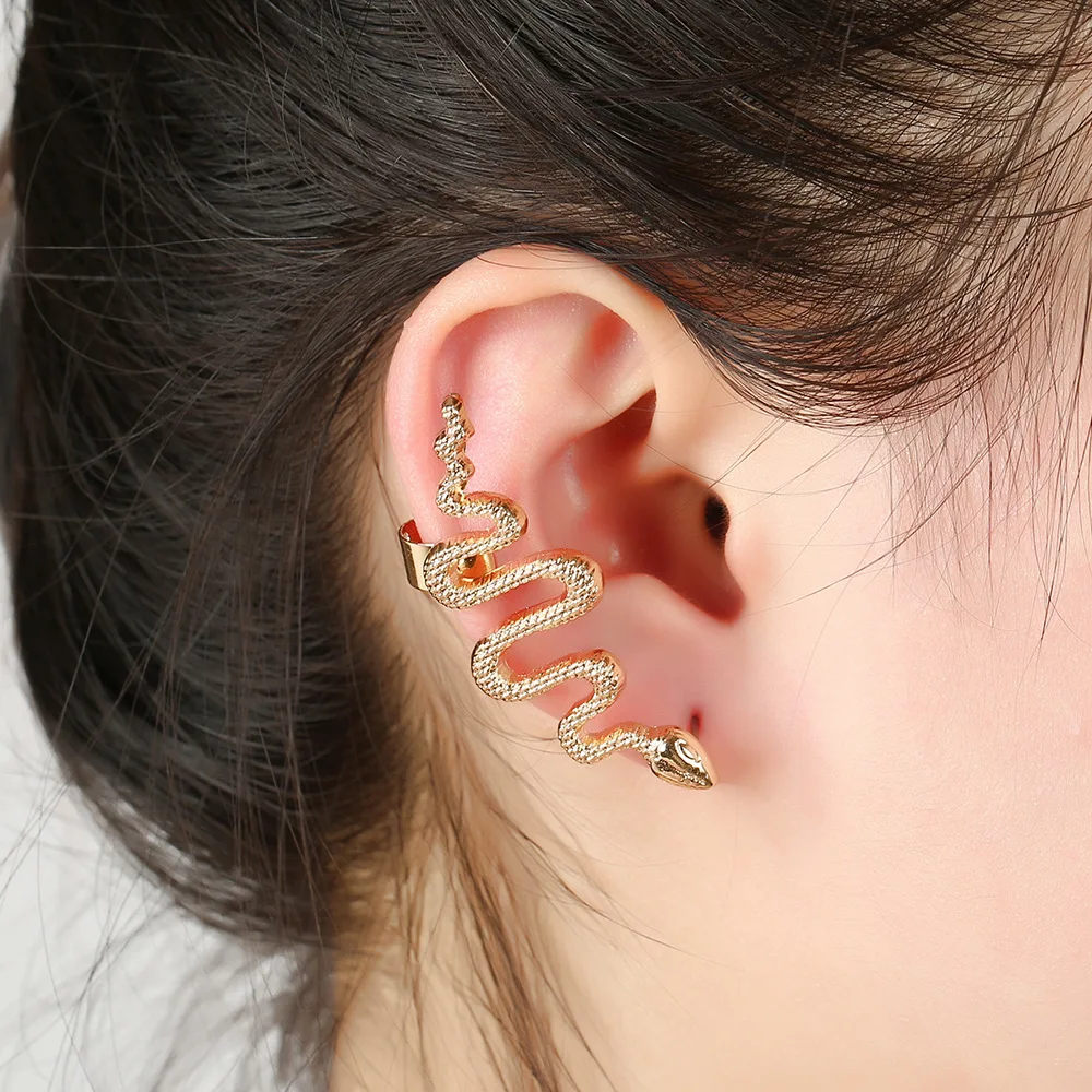 

Fashion Punk Gothic Trendy Gold Silver Plated 3D Snake Animal Ear Cuff Party Jewelry For Women Gifts Clip Earrings cool