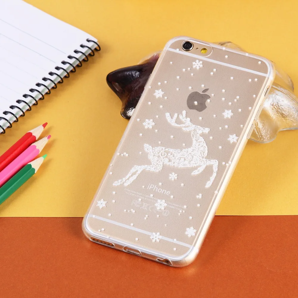 Snowflake elk transparent soft TPU phone case for Apple iPhone 6 Plus/6S Plus 5.5inch |