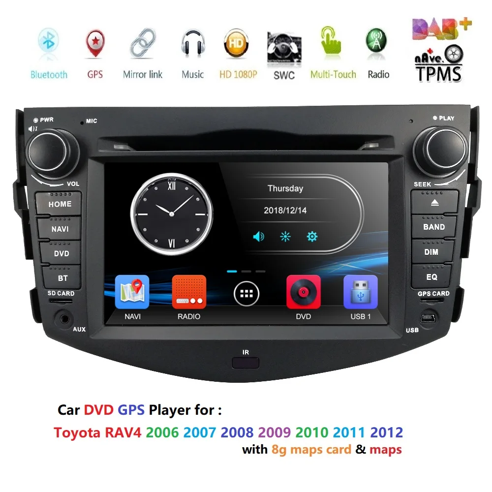 Car Head Unit Sat Nav Dvd Player For Toyota Rav4 2006 2017 With Gps Car Head Unit Sat Nav Dvd Player For Toyota Rav4 2006 2017 With Gps Navigation Radio Tv Stereo System Bluetooth Free 8g Map
