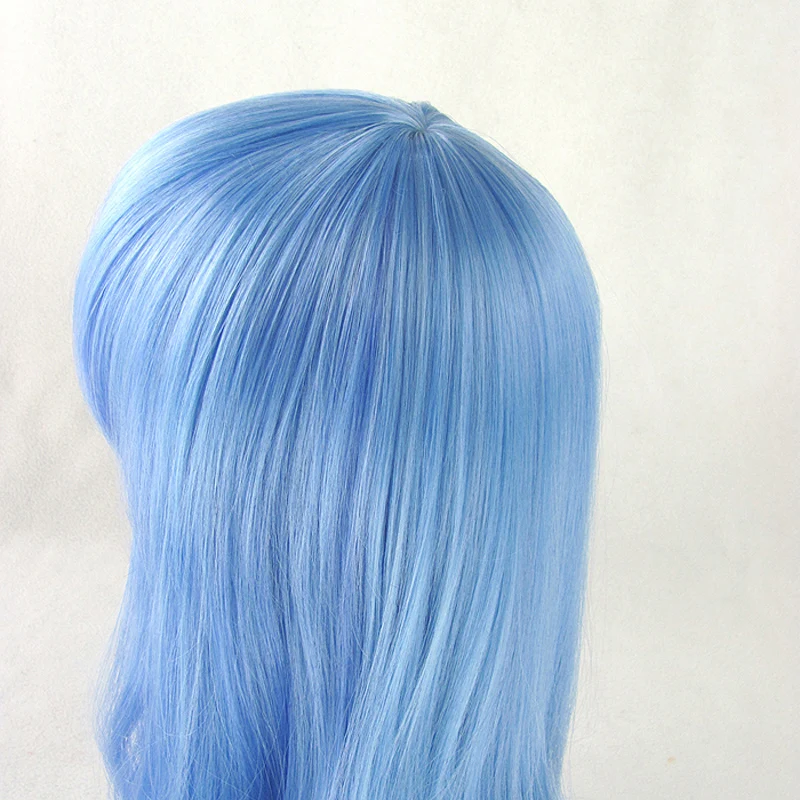 

DATE A LIVE Yoshino Cosplay Wigs Role Play 70cm Long Curly Wavy Blue Synthetic Hair for Adult+Hairnet