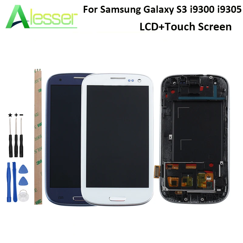 

Alesser For Samsung Galaxy S3 i9300 i9305 LCD Display Touch Screen With Frame For Samsung i9300i i9301i Adjust Brightness +Tools