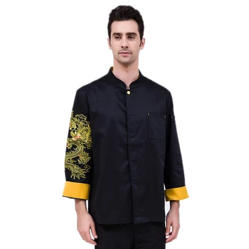 

New Chinese Style Dragon Long-sleeve Chef Jacket Restaurant Kitchen Cook Suit Man Woman Kitchen Work Clothes Coat