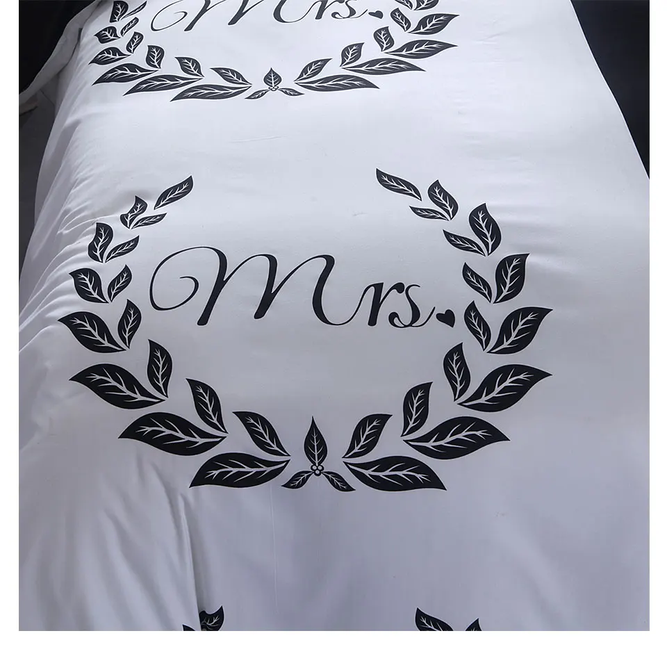 Комплект постельных принадлежностей для пары, одеяло, левое и правое покрывало, Mr Mrs, пододеяльник, двойной плоский лист, размер queen, Комплект постельного белья для взрослых