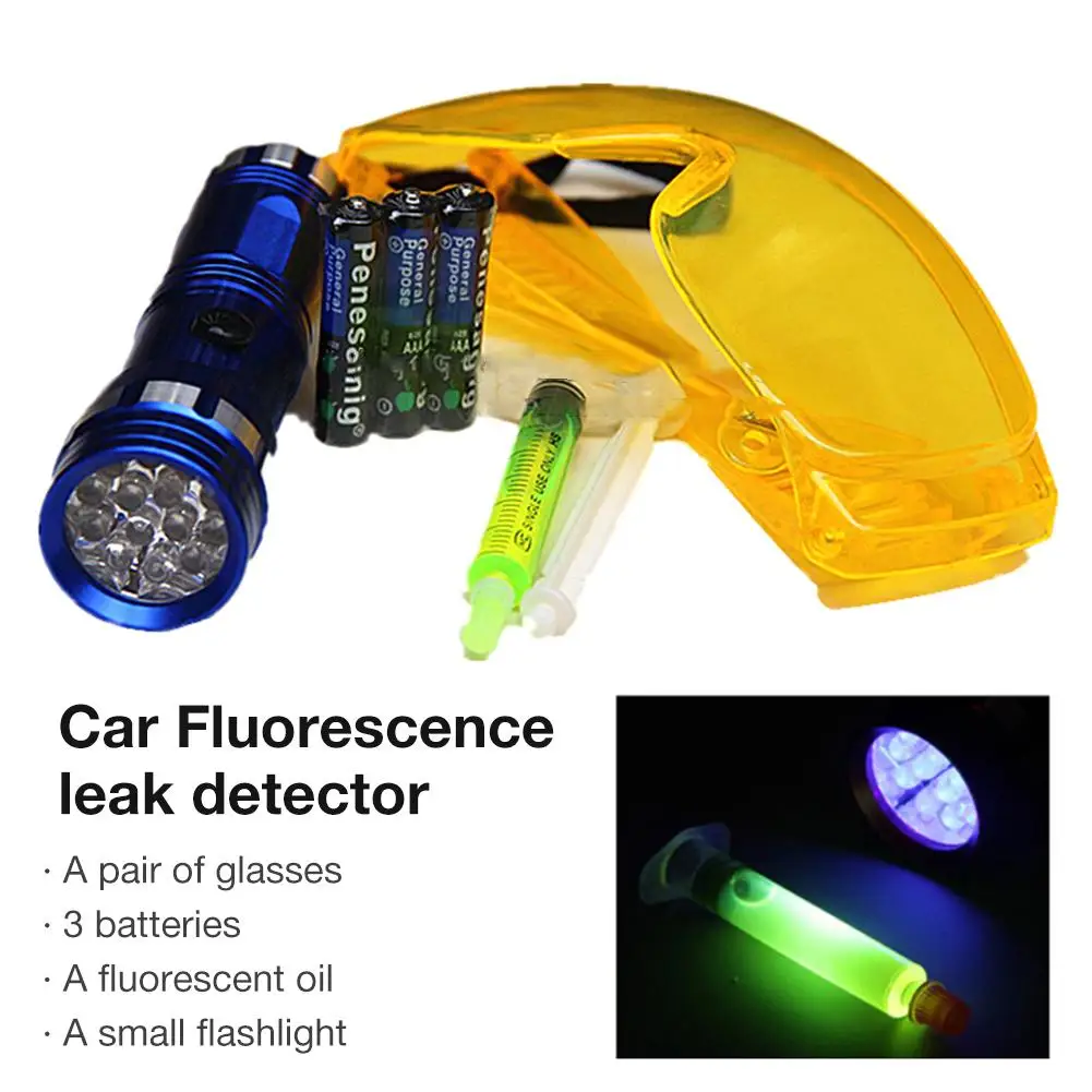 

Professional Car R134A R12 Air Conditioning Fluorescence Leak Detector A/C Sealing System Kit LED Flashlight UV Car Repair Tool