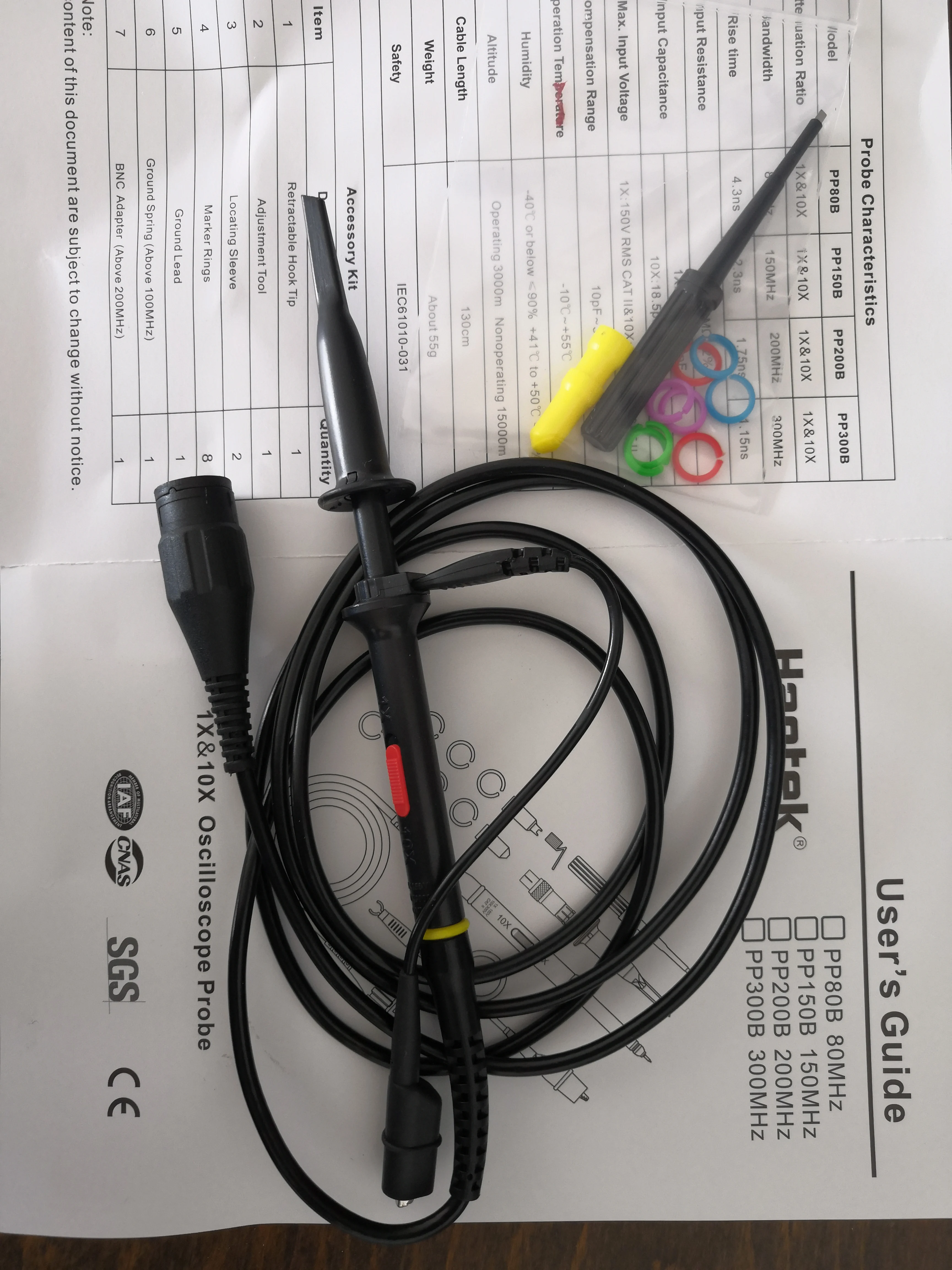 

Hantek Oscilloscope Probe PP80B Logic Analyser Digital Oscilloscope Probes x1 80MHZ Diy Oscilloscope Kit Clip Probe