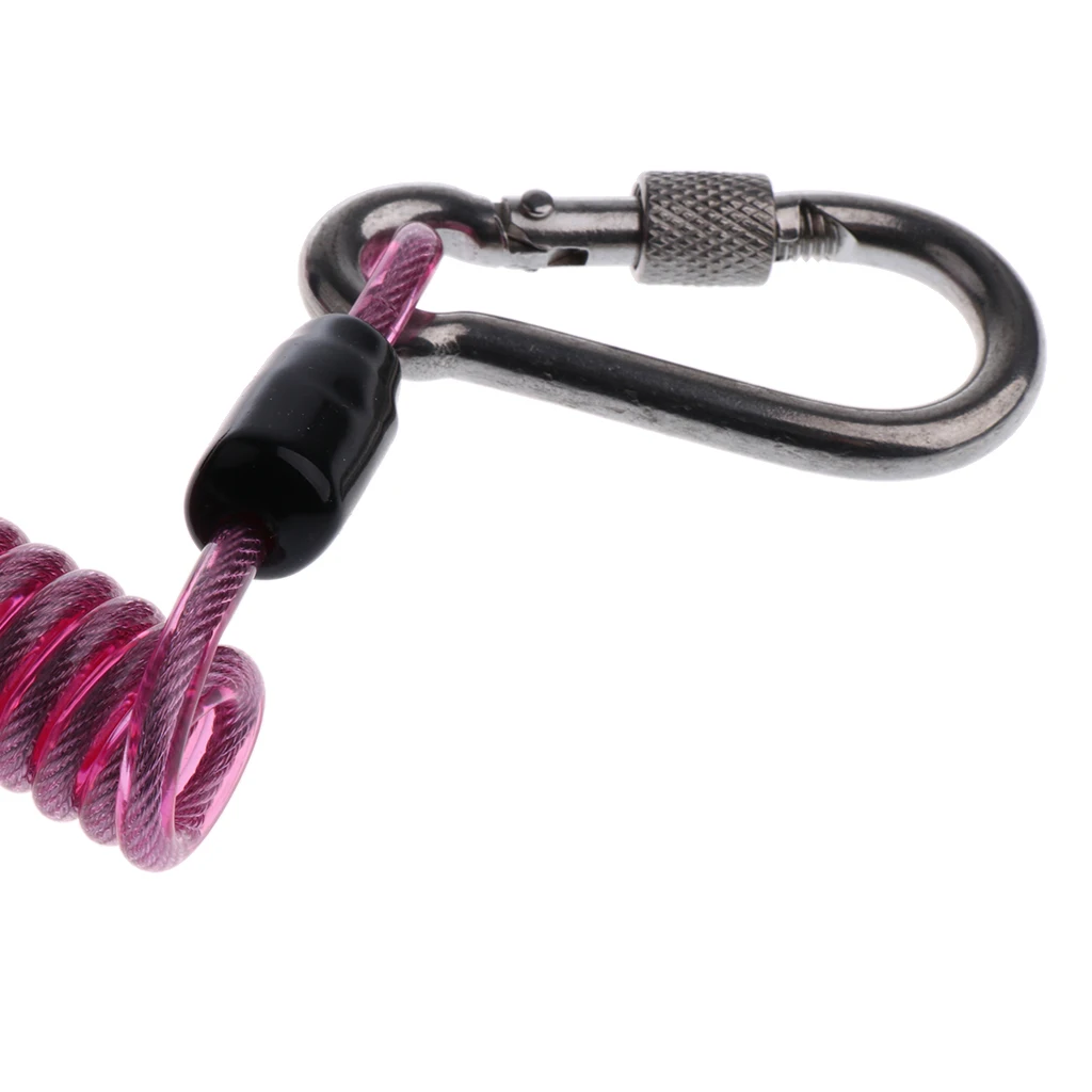 Stainless Steel Spiral Coil Lanyard Scuba Diving Underwater Emergency Carabiner Accessories for Diving Outdoor Climbing Colorful