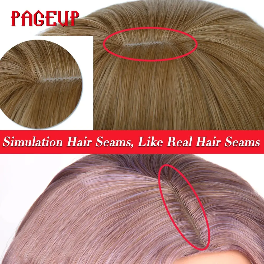 Pageup 26 Afro largo Rubio Rosa rizado sintético peluca pelucas de pelo falso con flequillo para mujeres negras rojo Cosplay peluca de la mujer pelucas venta