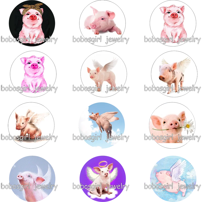 5pcs/set Angel Pig fly wings glass snap button Charm Popper for Snap Jewelry good quality BLOOM CHUNKS GS9845 | Украшения и