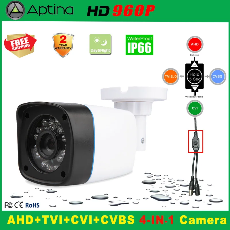 

960P IP66outdoor Security AHD TVI CVI Analog 4IN1 Plastic Water&Weather proof IR CCTV Camera  IR LED Home Video HD Night Vision