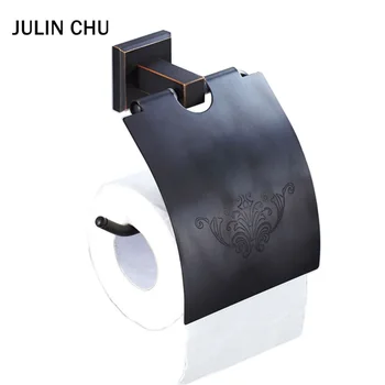 

Decorative Toilet Paper Holder Bathroom Vintage Retro Brass Tissue Paper Towel Holder Black Toilet Roll Holder Shelf Free Nail