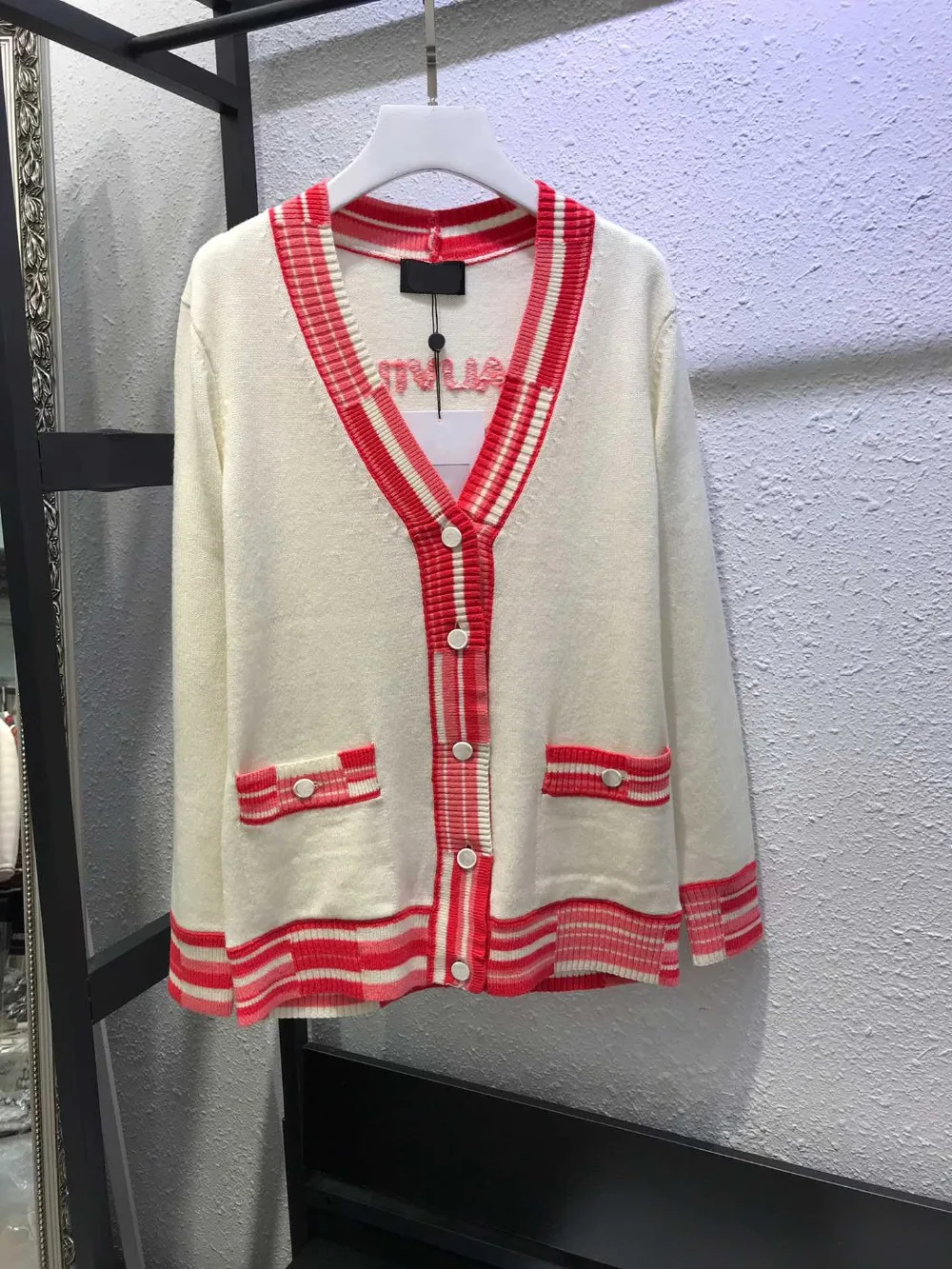 

High quality 100% Cashmere 2019 Spring Fashion Vintage women Coat V neck Long Sleeve Open Stitch casual Jacket