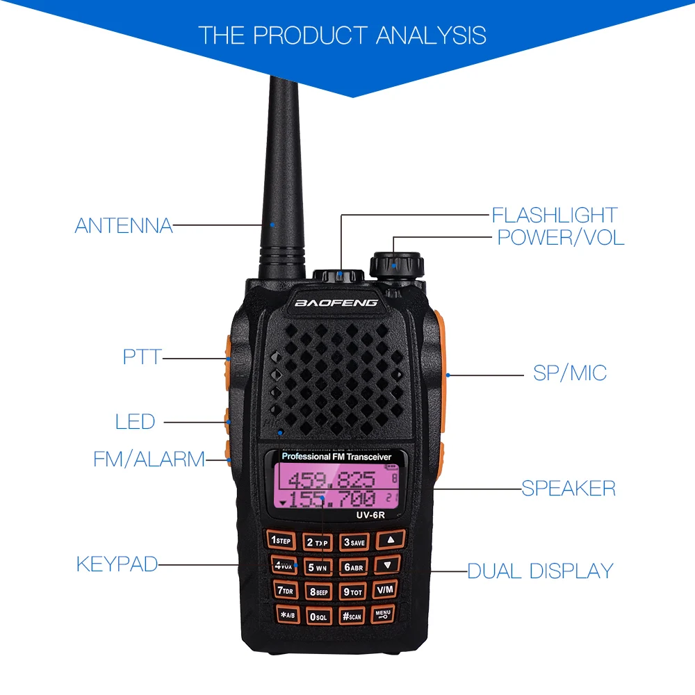 Портативная рация BaoFeng UV 6R talkie Professional CB radio Dual Frequency 128CH baofeng|Рации| |