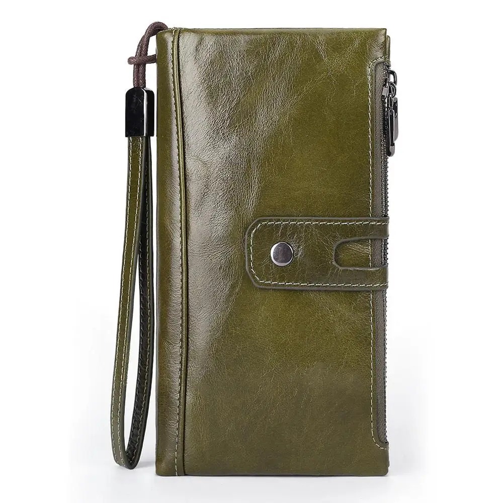 GZCZ женские кошельки из натуральной кожи высокого качества длинный дизайн сумка для телефона модный клатч женский кошелек для монет женский кошелек - Цвет: Green