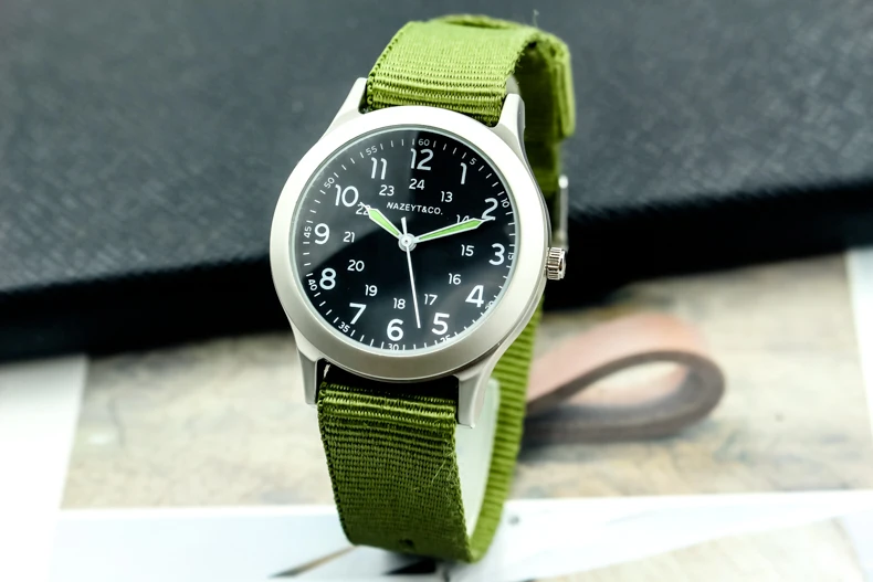 Nazeyt новые модные Студенческие Спорт на открытом воздухе армии часы высокого качества человек серебряные часы сплав черный циферблат