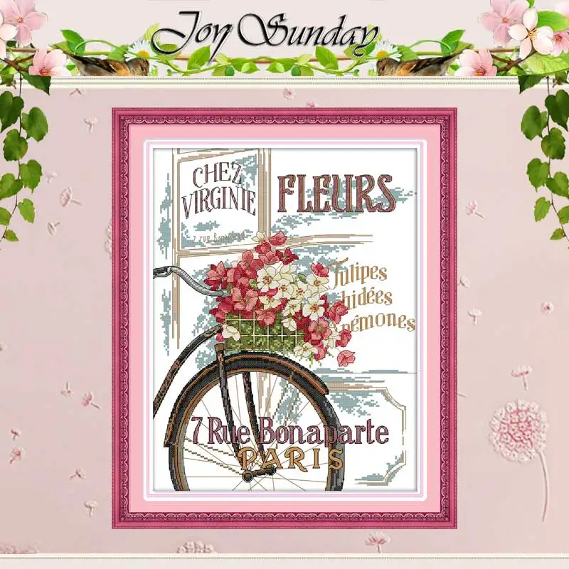 

Flowers and bicycle Patterns Counted Cross Stitch 11CT 14CT Cross Stitch Set Wholesale Cross-stitch Kit Embroidery Needlework