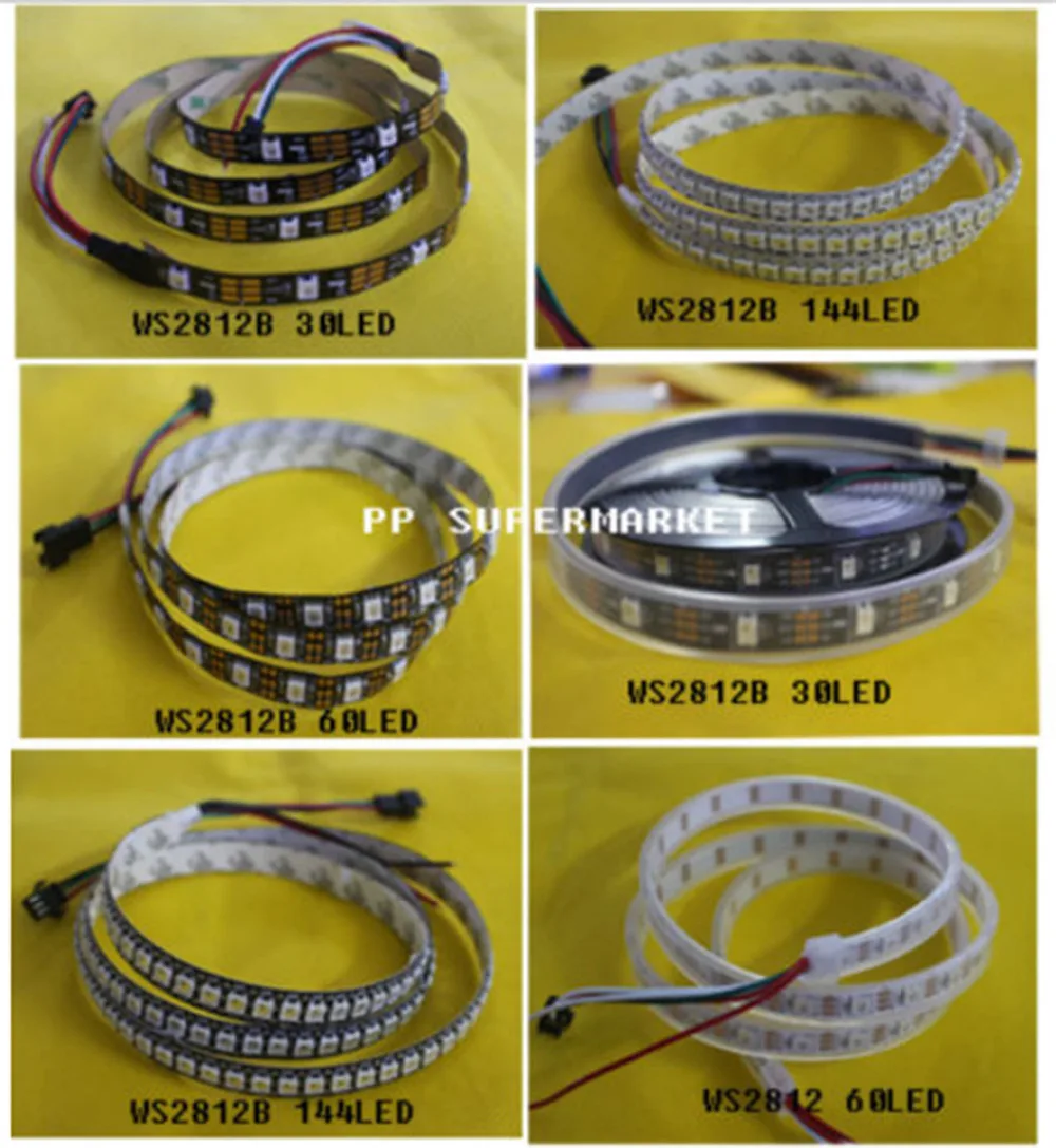 Светодиодная лента WS2812B 5050 RGB 5 м 150 светодиодов 300 30 светодиодов/м индивидуально